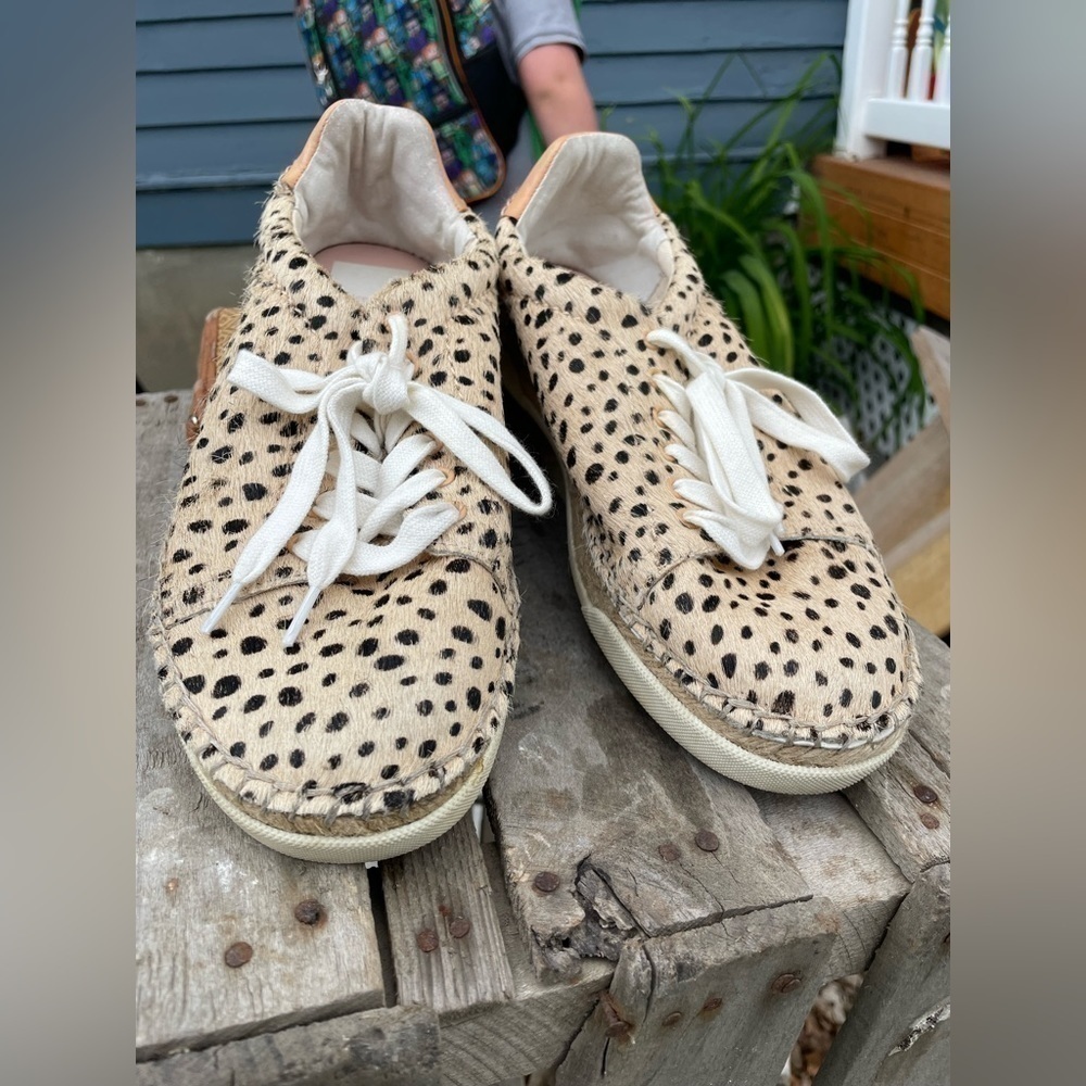 Dolce Vita Size 8.5 Women’s Madox Calf Hair Leopard-Print Sneakers •Low Top EGUC - Picture 4 of 16
